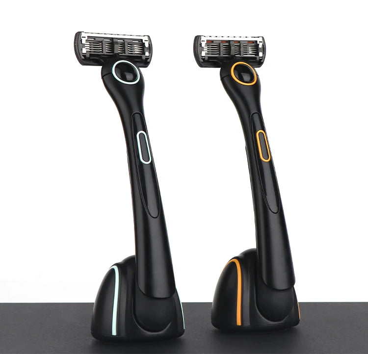 Rasoir pour homme à cinq lames élastiques, doubles bandes hydratantes, lame de coupe lisse, manche magnétique