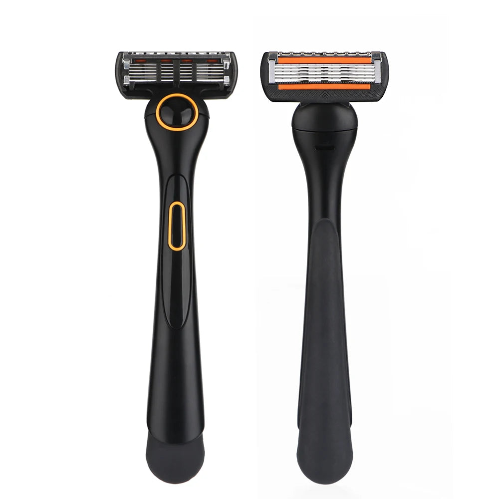 Rasoir pour homme à cinq lames élastiques, doubles bandes hydratantes, lame de coupe lisse, manche magnétique