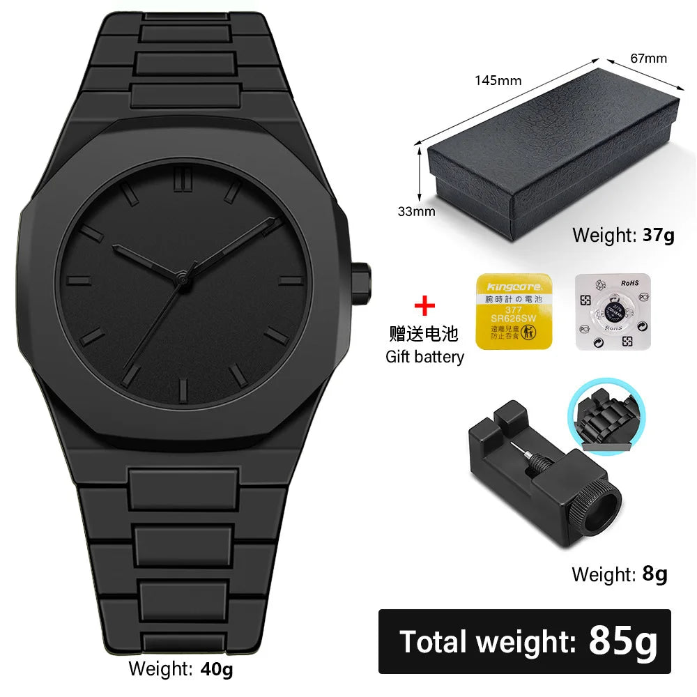 Montre à quartz minimaliste pour homme, décontractée, légère, bracelet en plastique, étanche, sport, affaires, horloge créative