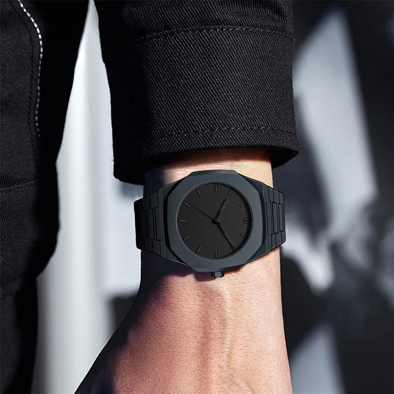 Montre à quartz minimaliste pour homme, décontractée, légère, bracelet en plastique, étanche, sport, affaires, horloge créative