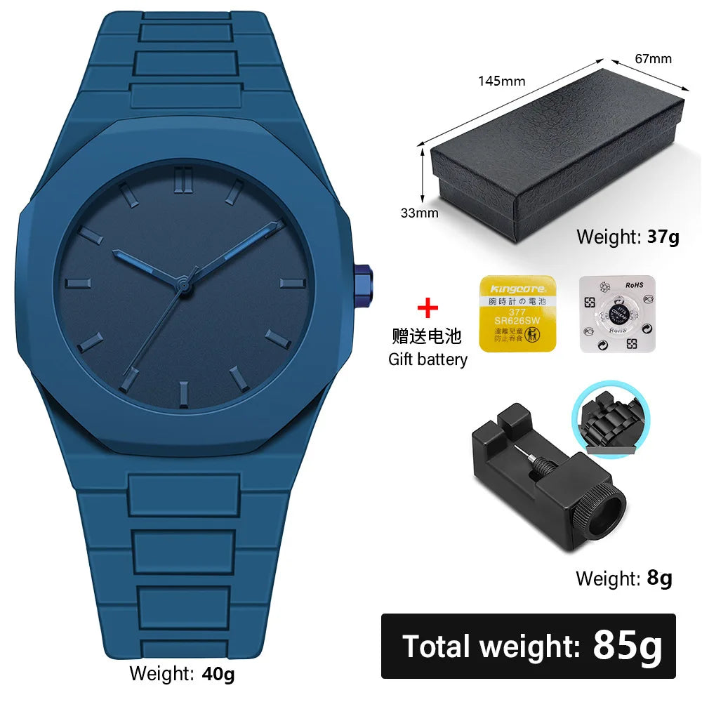 Montre à quartz minimaliste pour homme, décontractée, légère, bracelet en plastique, étanche, sport, affaires, horloge créative