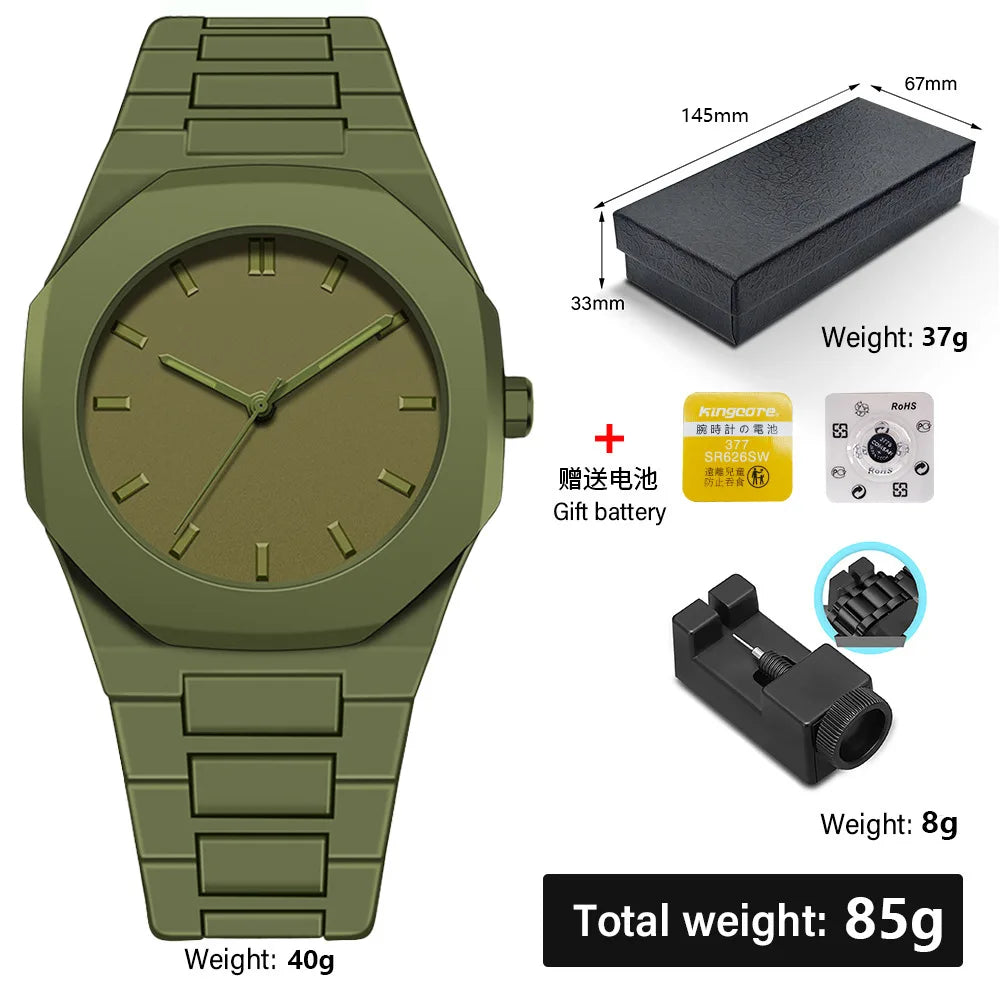 Montre à quartz minimaliste pour homme, décontractée, légère, bracelet en plastique, étanche, sport, affaires, horloge créative