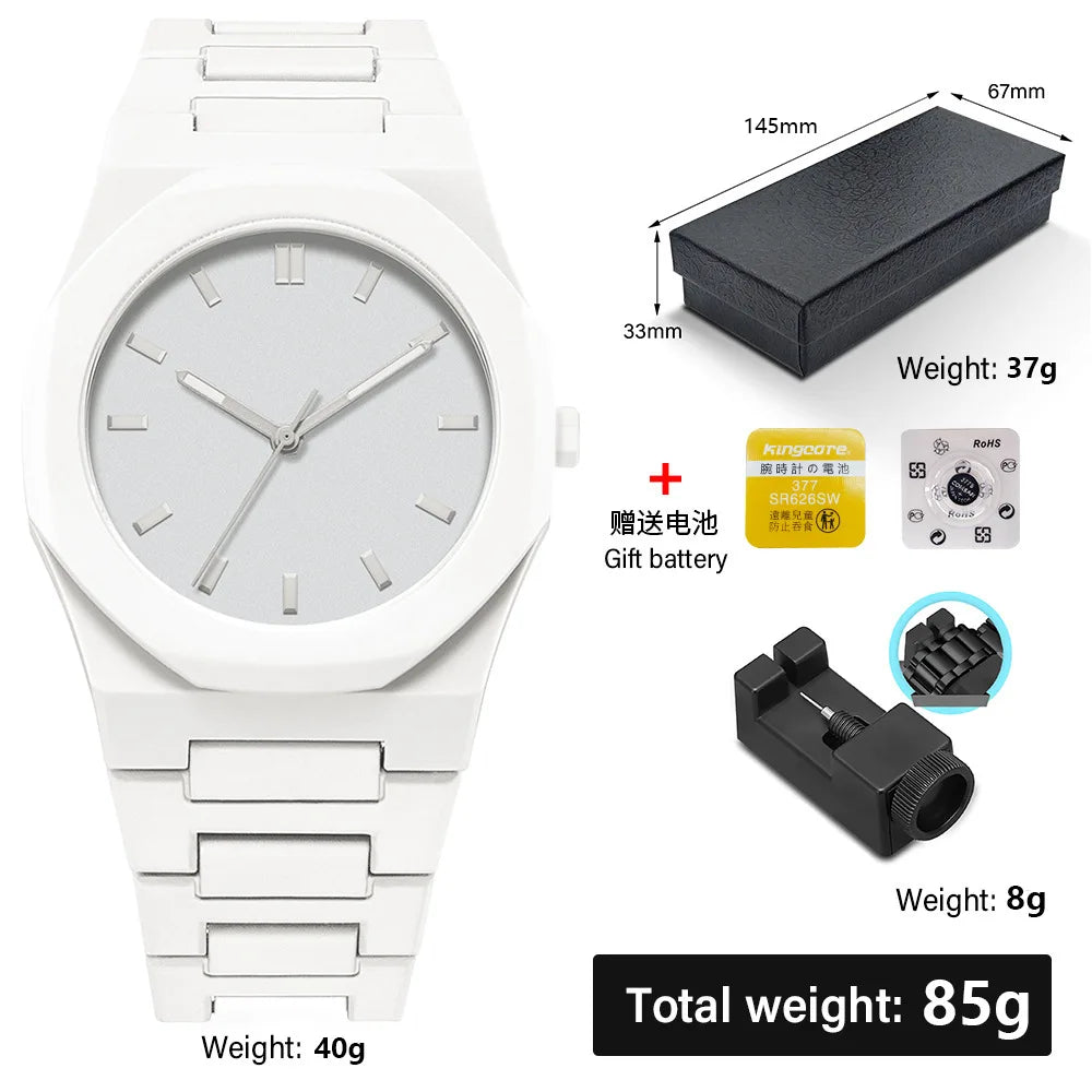 Montre à quartz minimaliste pour homme, décontractée, légère, bracelet en plastique, étanche, sport, affaires, horloge créative