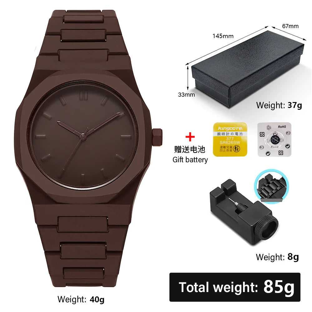 Montre à quartz minimaliste pour homme, décontractée, légère, bracelet en plastique, étanche, sport, affaires, horloge créative