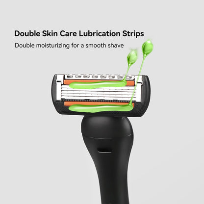 Rasoir pour homme à cinq lames élastiques, doubles bandes hydratantes, lame de coupe lisse, manche magnétique 