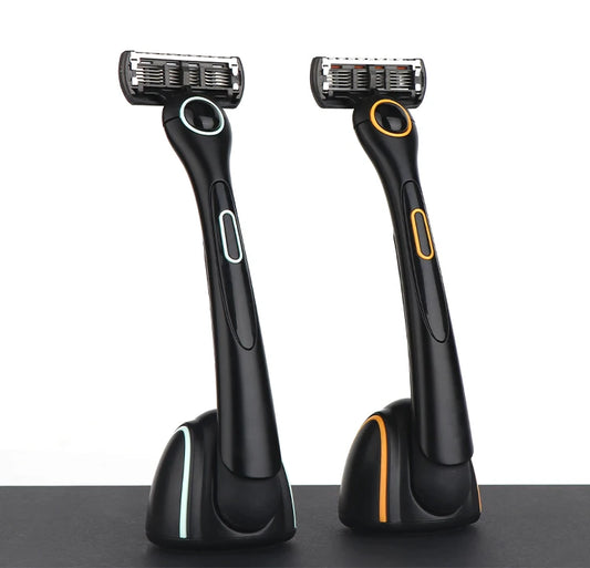 Rasoir pour homme à cinq lames élastiques, doubles bandes hydratantes, lame de coupe lisse, manche magnétique 