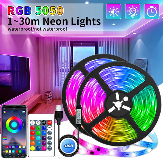 Bande lumineuse LED USB, contrôle par application, changement de couleur, 5050 RGB, flexible, pour décoration de pièce, rétroéclairage TV 