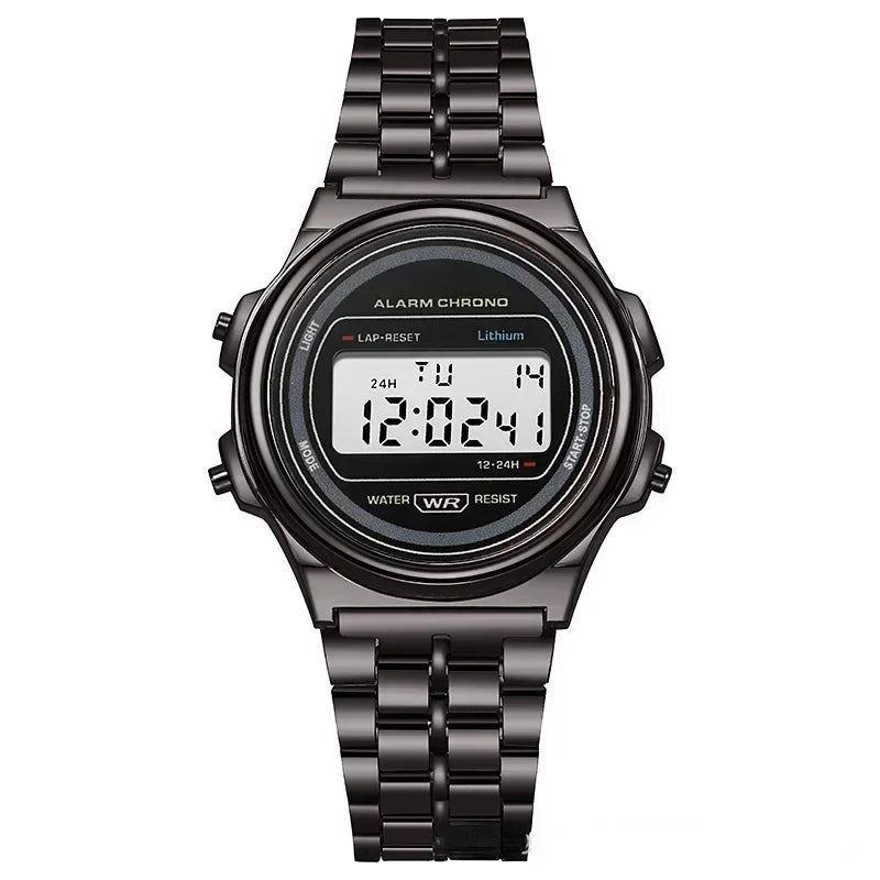 Montres électroniques carrées rétro à affichage numérique pour femmes et hommes, montres de luxe en or rose et argent pour dames 