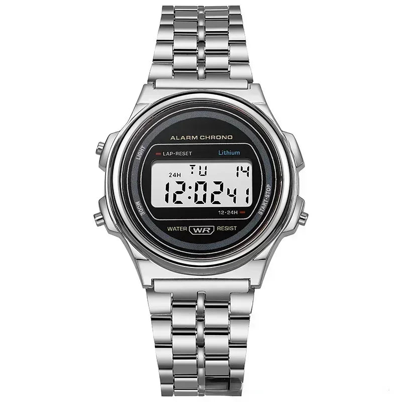 Montres électroniques carrées rétro à affichage numérique pour femmes et hommes, montres de luxe en or rose et argent pour dames 