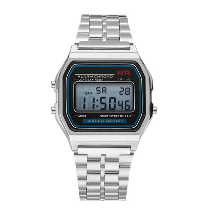 Montres électroniques carrées rétro à affichage numérique pour femmes et hommes, montres de luxe en or rose et argent pour dames 