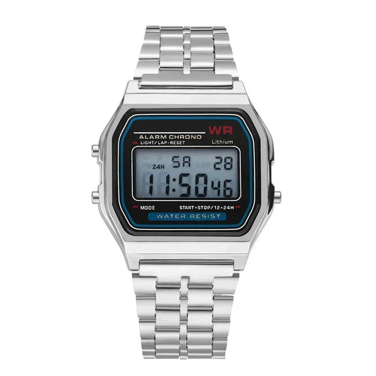 Montres électroniques carrées rétro à affichage numérique pour femmes et hommes, montres de luxe en or rose et argent pour dames 