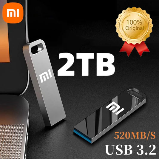 Clé USB 3.2 Xiaomi 2 To haute vitesse en métal U Disk Type C, clé USB SSD étanche, stockage PC, téléphone, transfert de données portable 